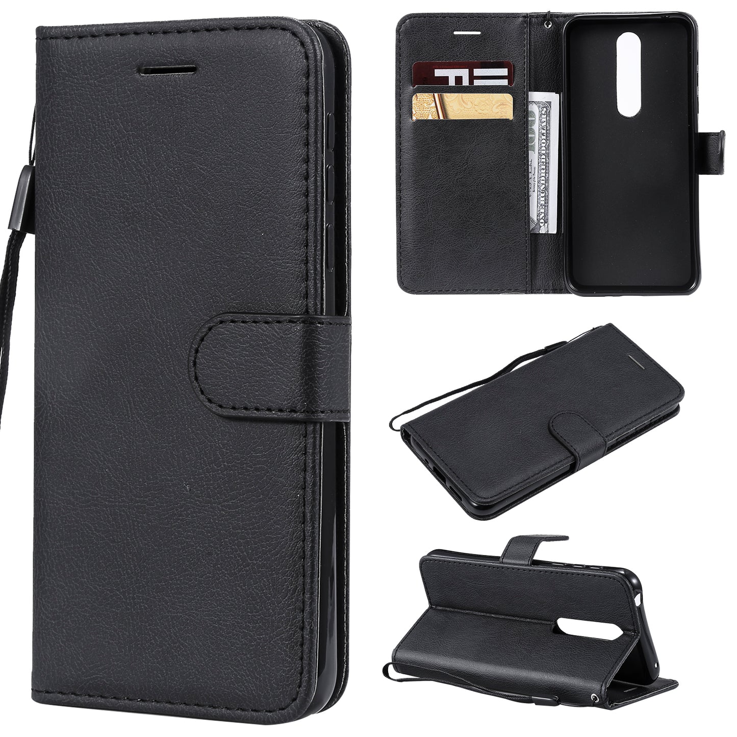 KT Leather Series-2 Wallet Leather Protective Case for Nokia 7.1