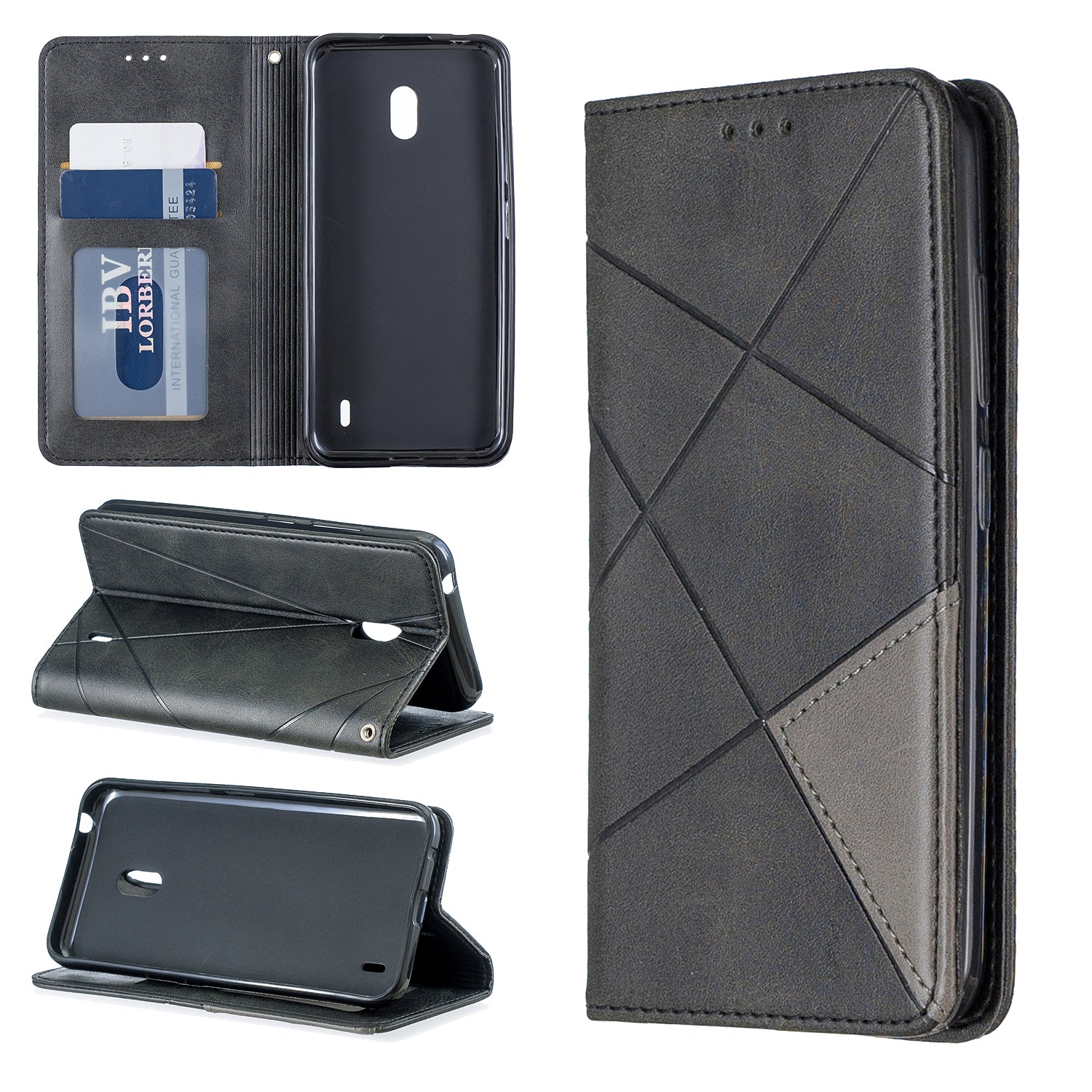 Geometric Pattern Leather Card Holder Case for Nokia 2.2