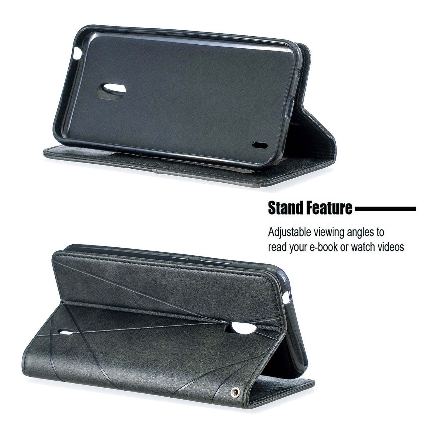 Geometric Pattern Leather Card Holder Case for Nokia 2.2