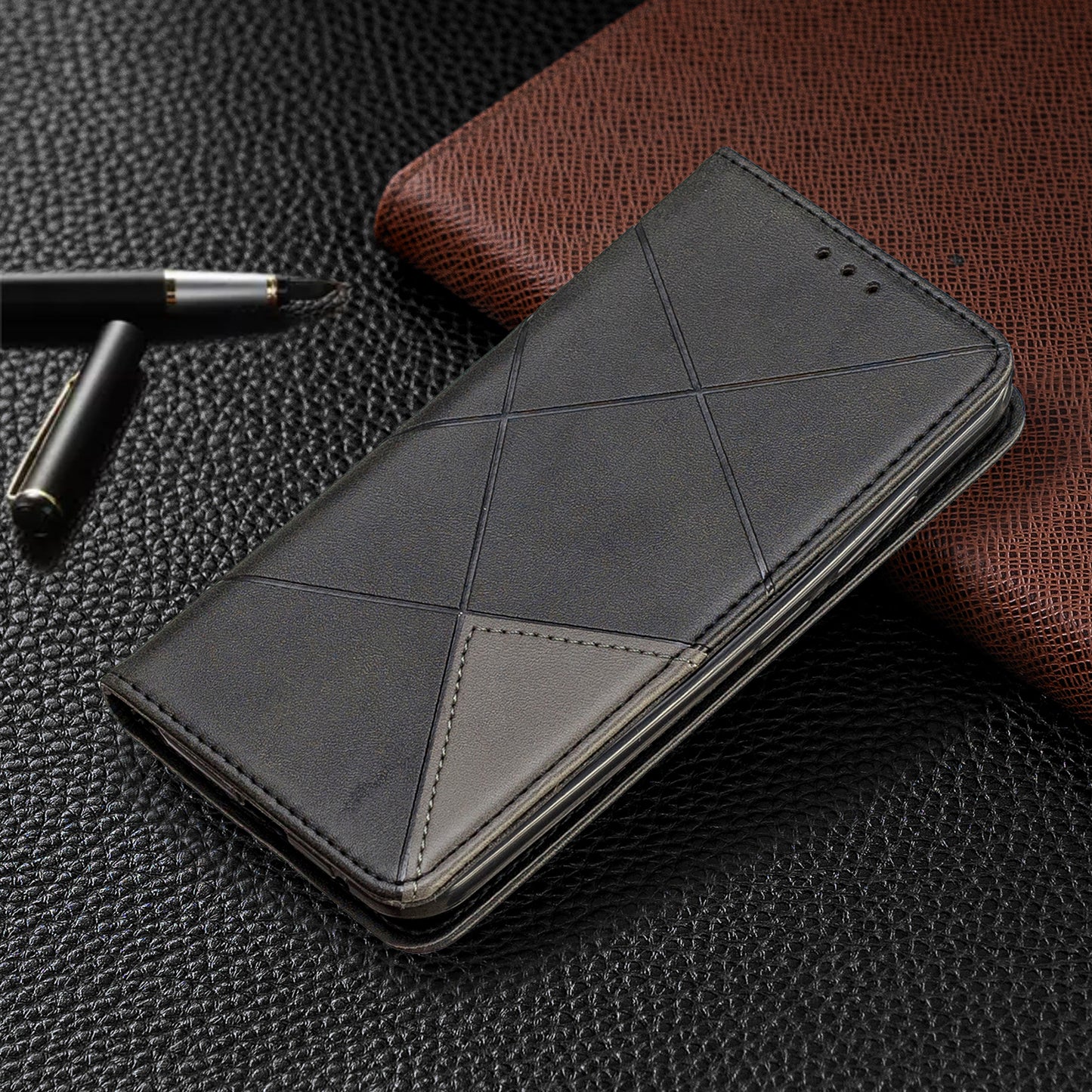 Geometric Pattern Leather Card Holder Case for Nokia 2.2