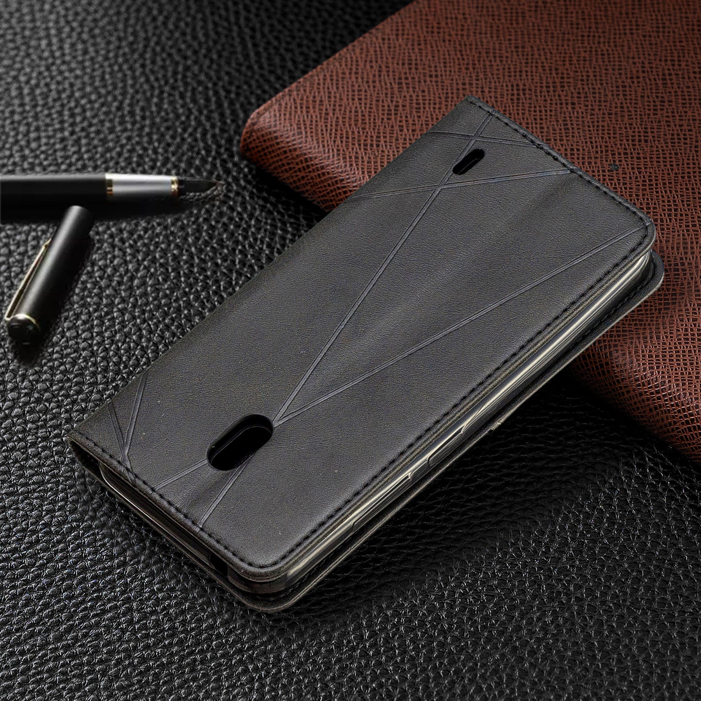 Geometric Pattern Leather Card Holder Case for Nokia 2.2