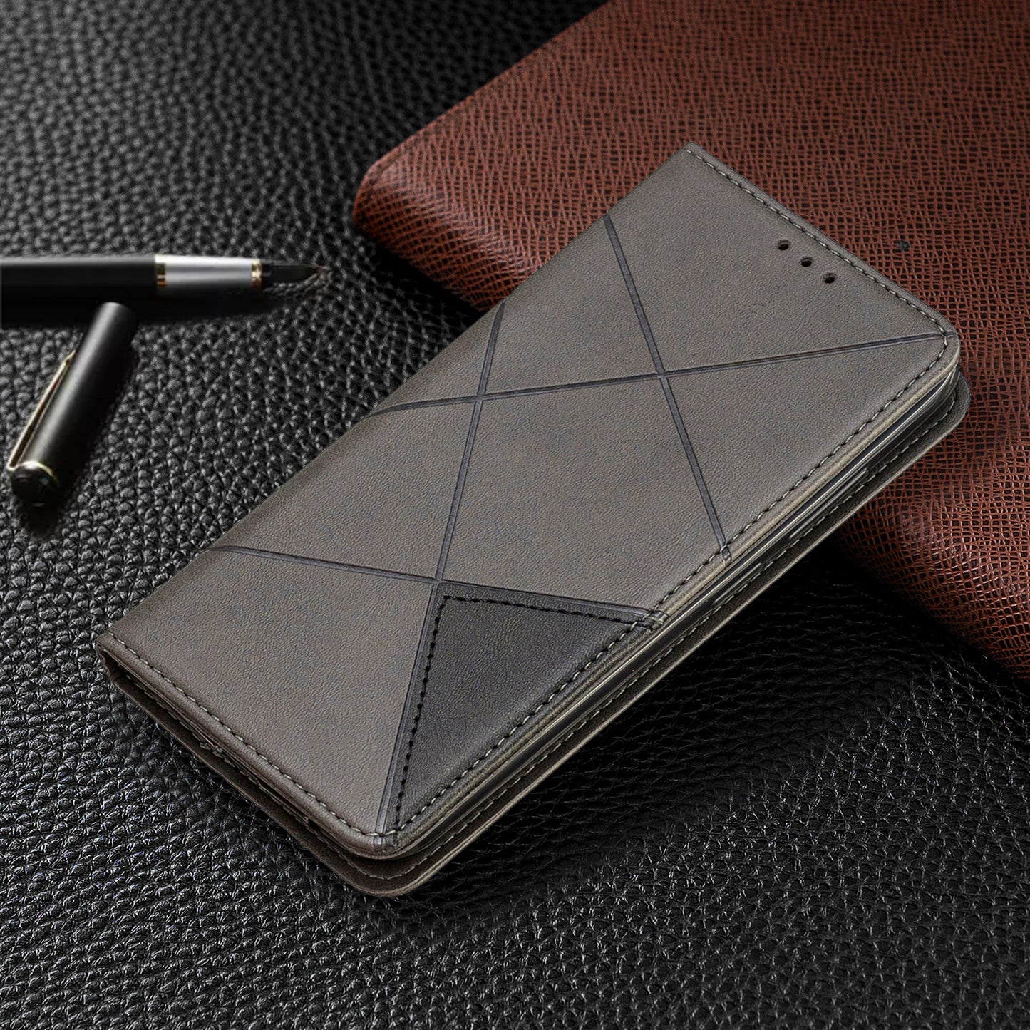 Geometric Pattern Leather Card Holder Case for Nokia 2.2