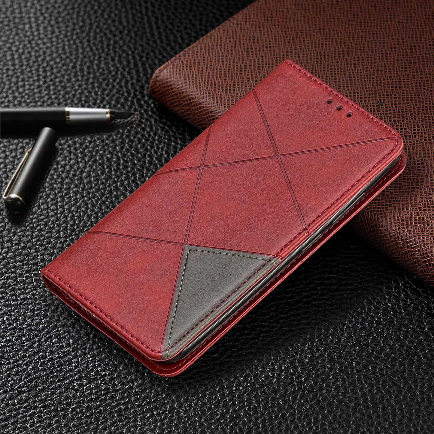 Geometric Pattern Leather Card Holder Case for Nokia 2.2