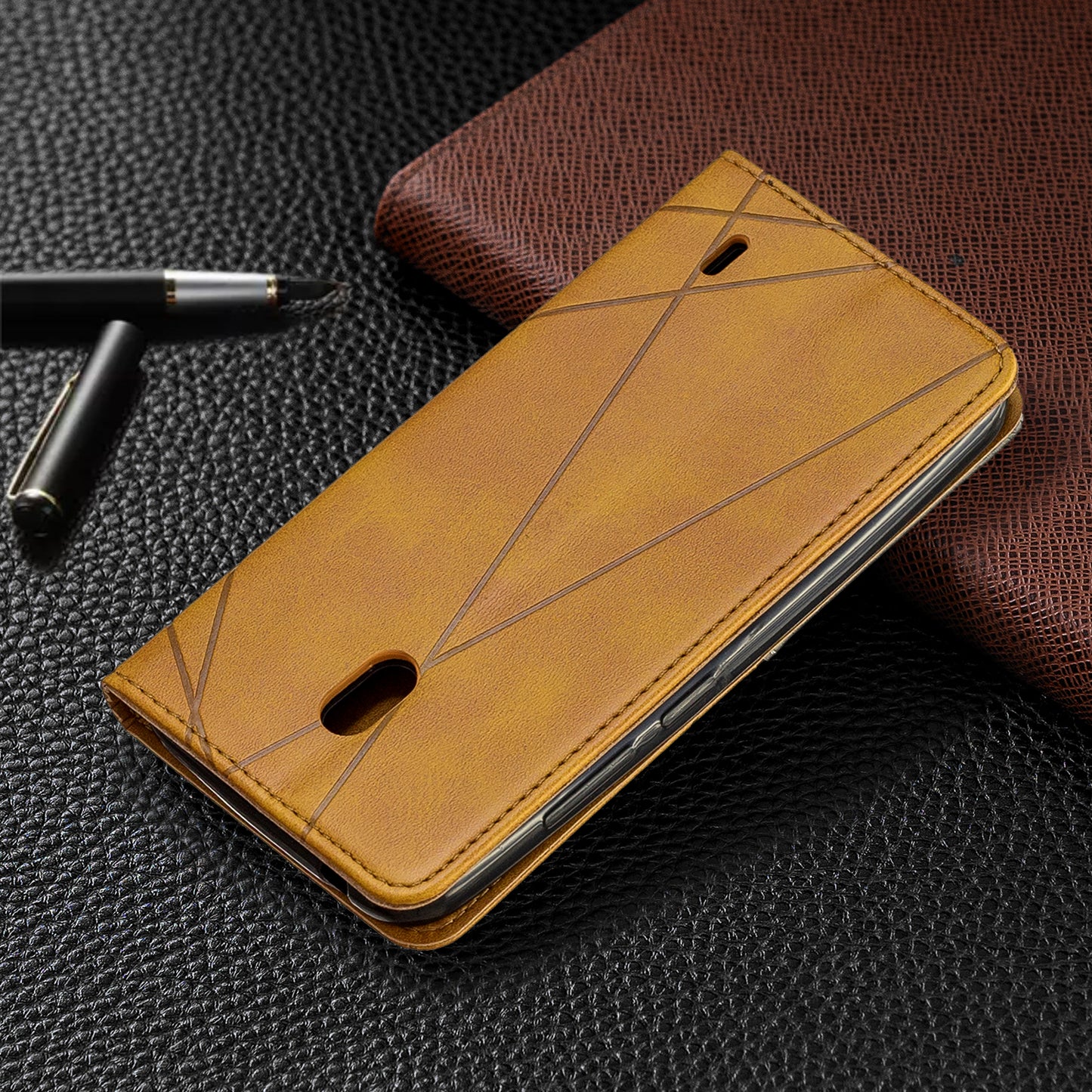 Geometric Pattern Leather Card Holder Case for Nokia 2.2