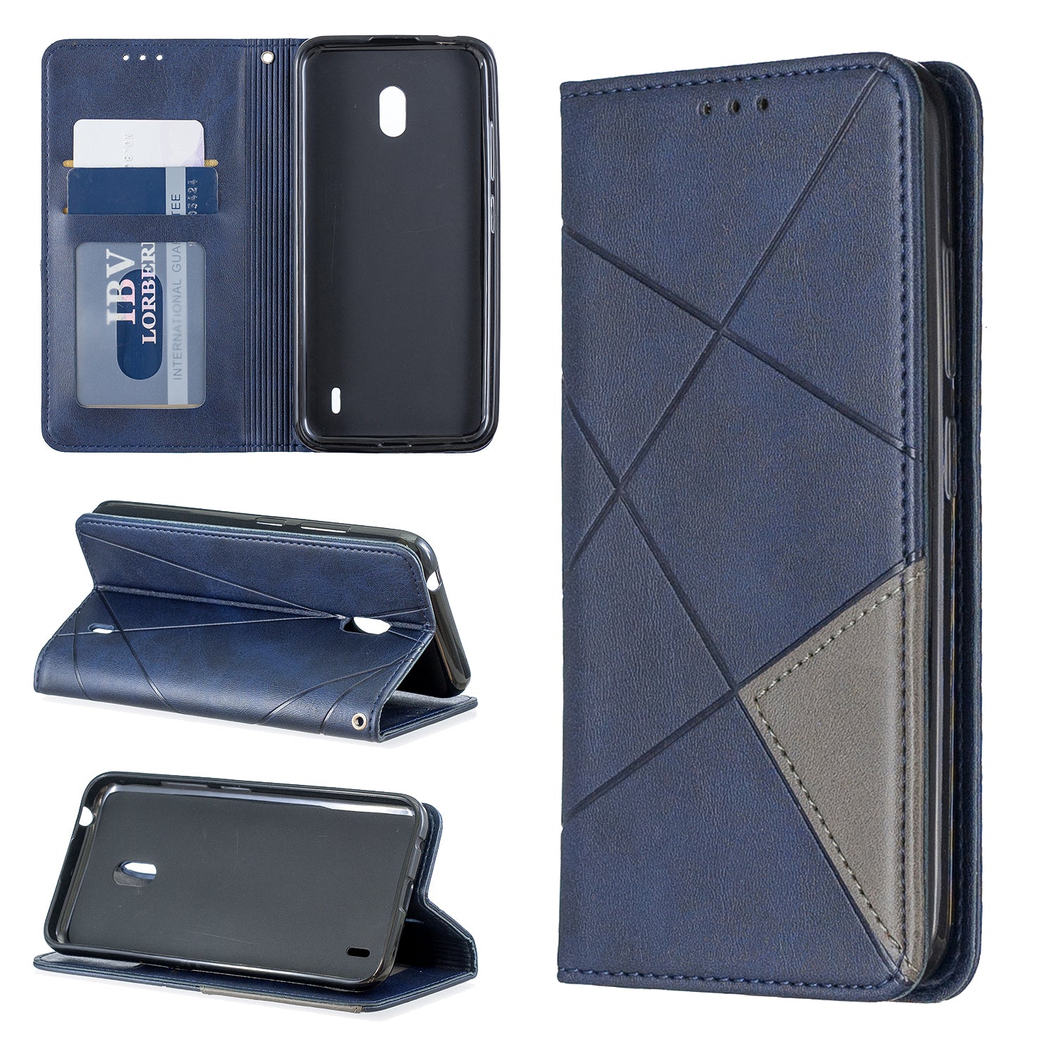 Geometric Pattern Leather Card Holder Case for Nokia 2.2