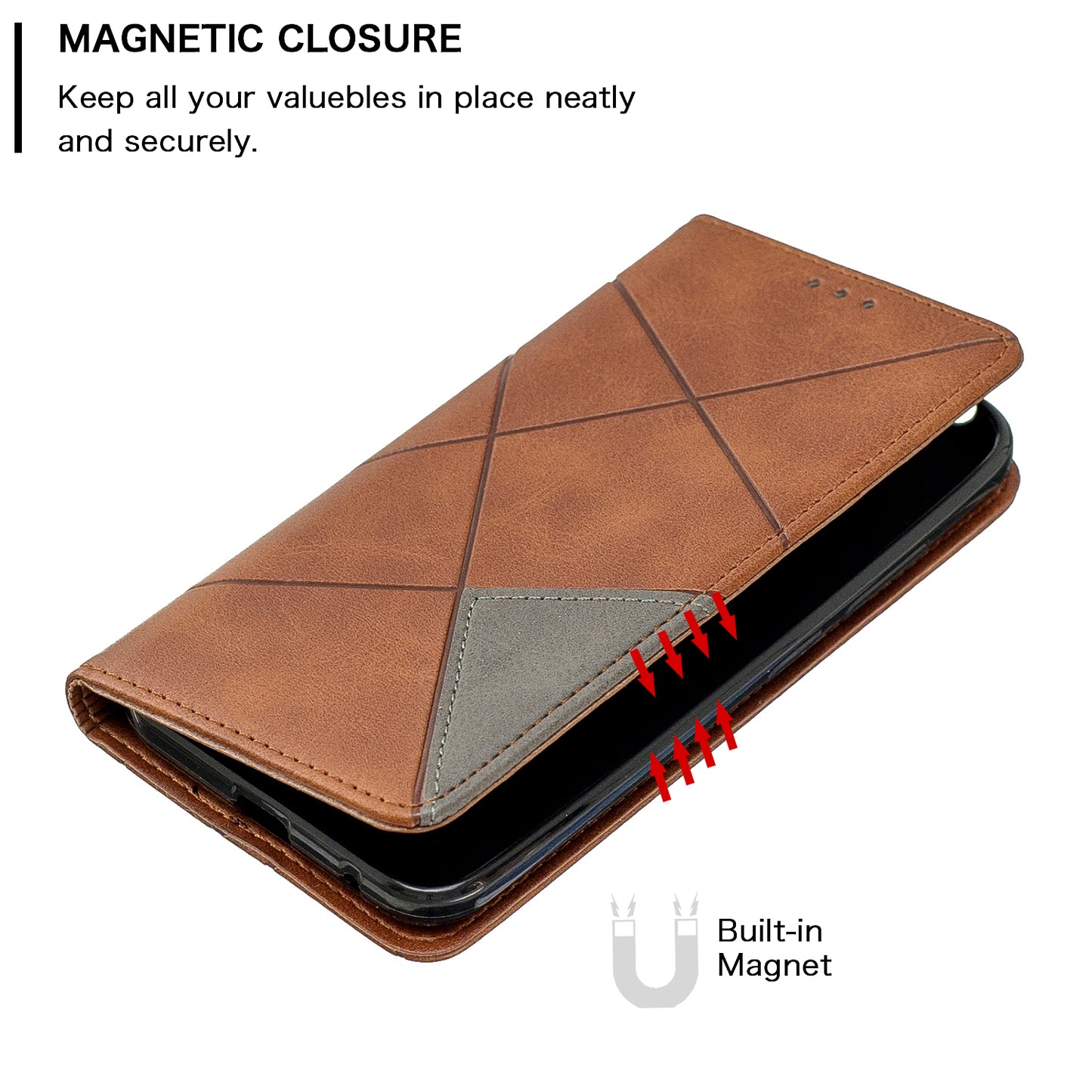 Geometric Pattern Leather Card Holder Case for Nokia 2.2