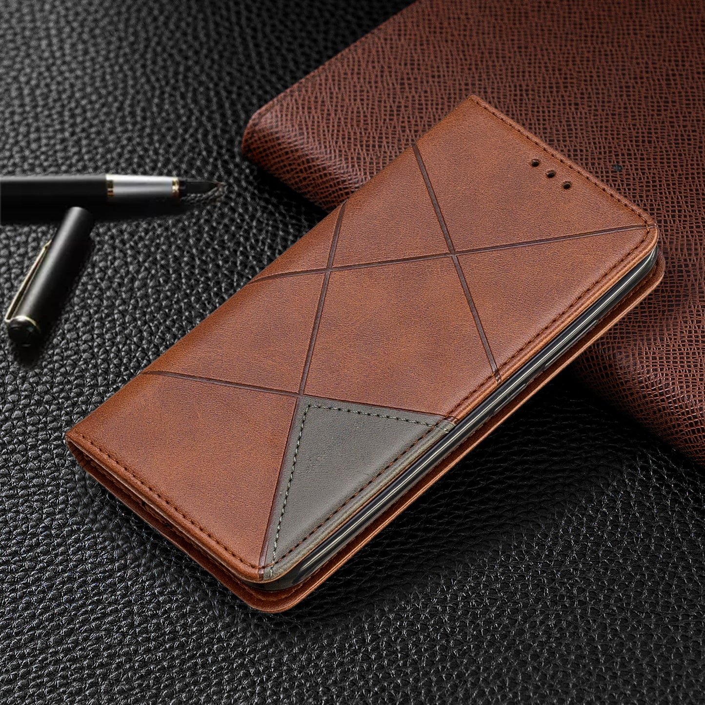 Geometric Pattern Leather Card Holder Case for Nokia 2.2