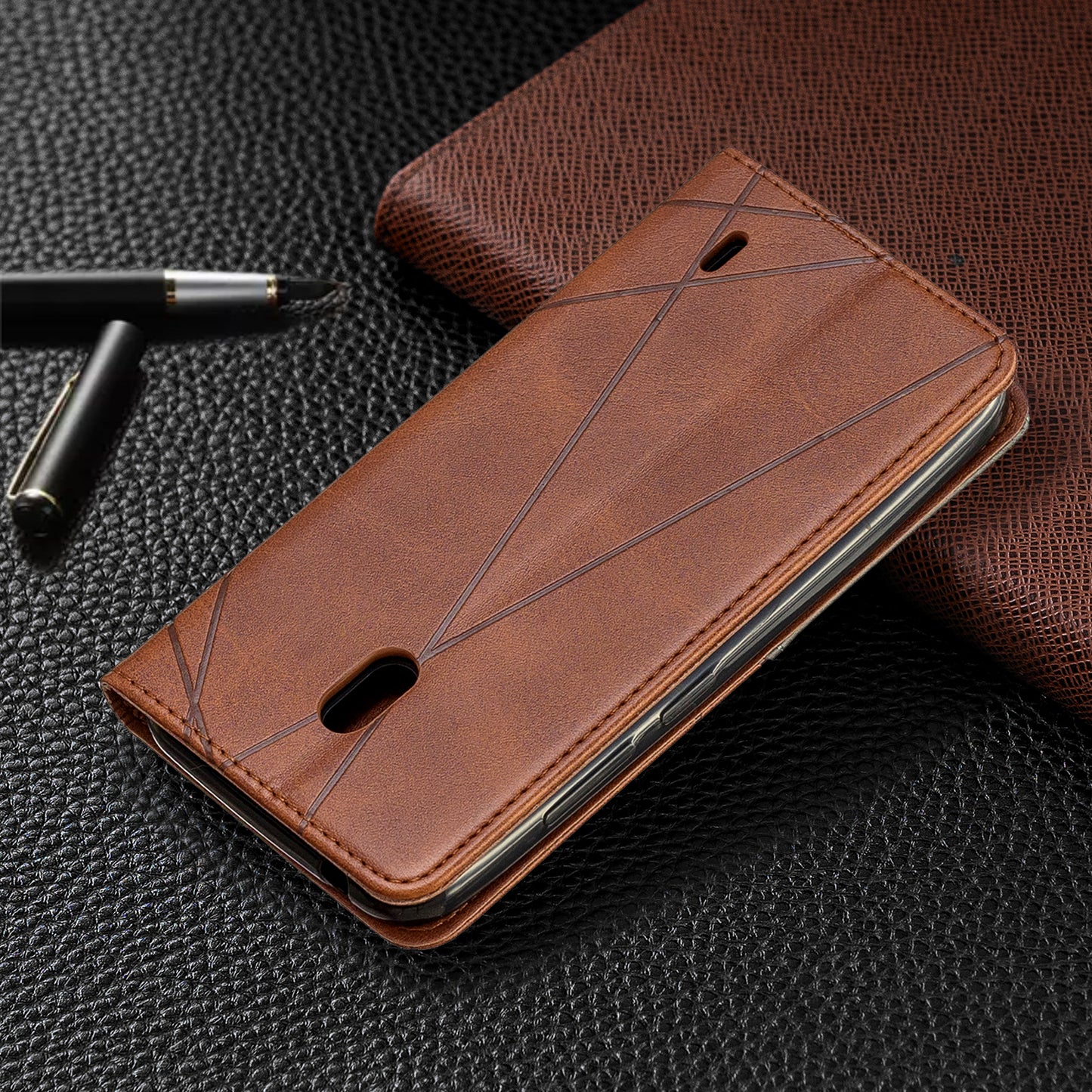 Geometric Pattern Leather Card Holder Case for Nokia 2.2