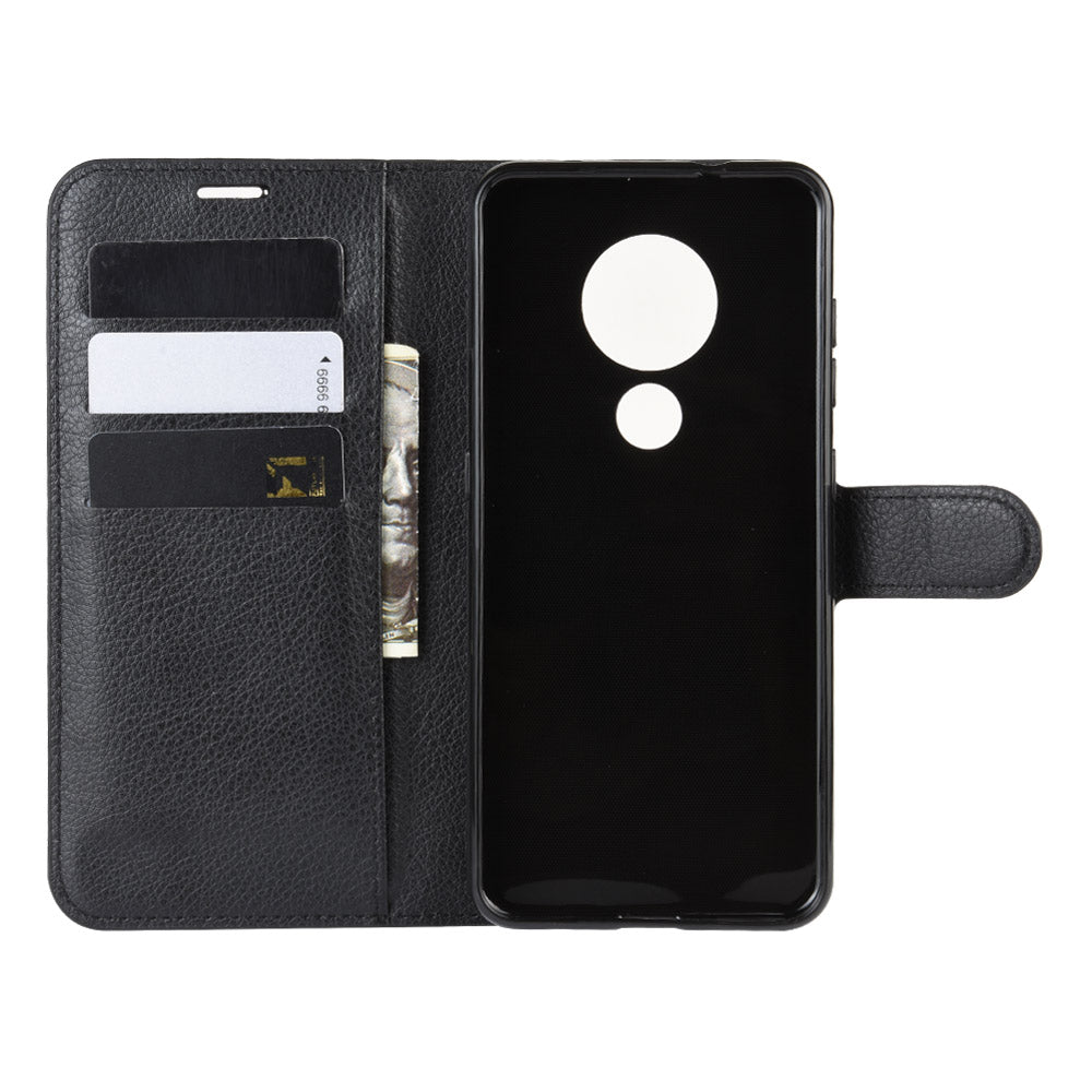 Litchi Skin Leather Wallet Stand Case for Nokia 6.2