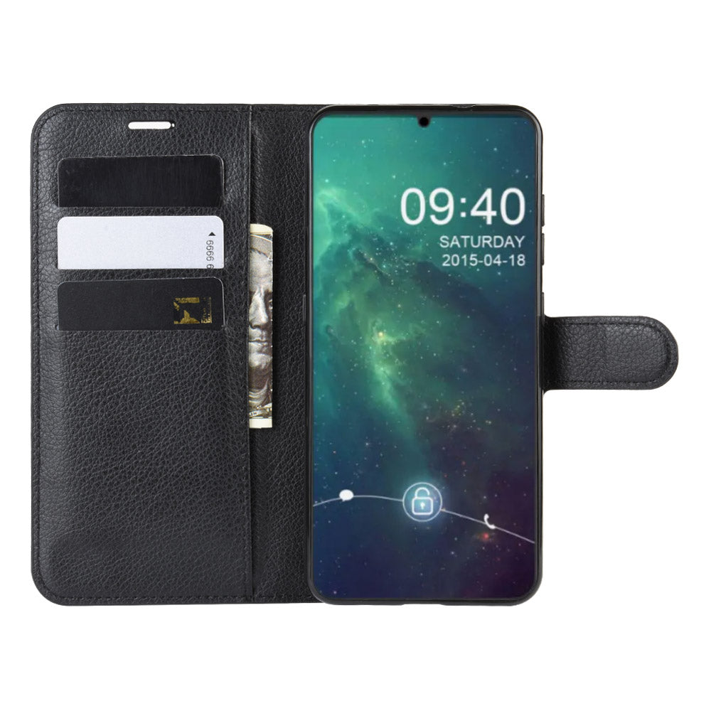Litchi Skin Leather Wallet Stand Case for Nokia 6.2