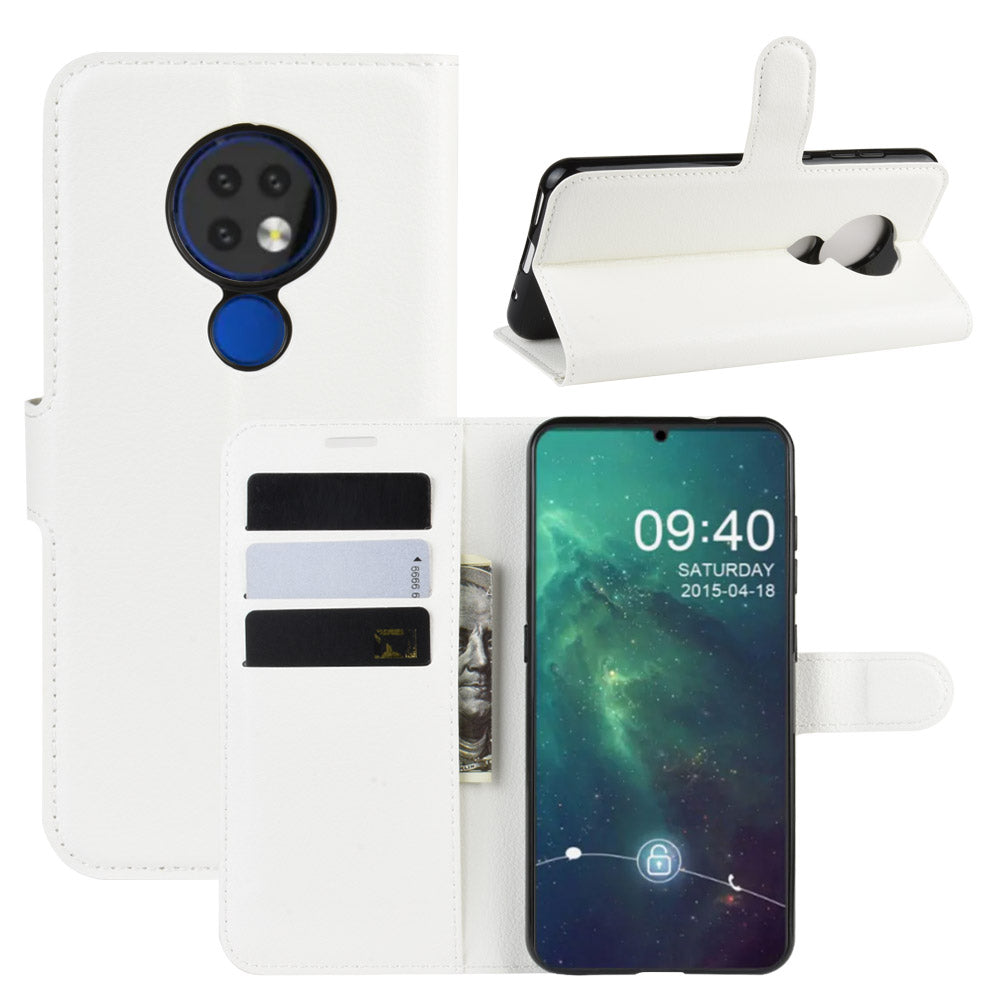 Litchi Skin Leather Wallet Stand Case for Nokia 6.2