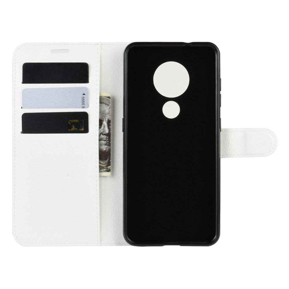 Litchi Skin Leather Wallet Stand Case for Nokia 6.2
