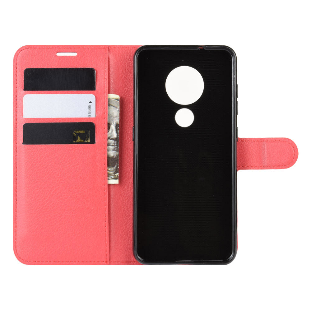 Litchi Skin Leather Wallet Stand Case for Nokia 6.2