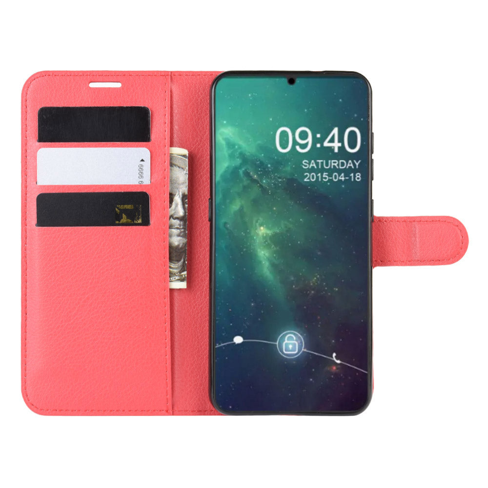 Litchi Skin Leather Wallet Stand Case for Nokia 6.2