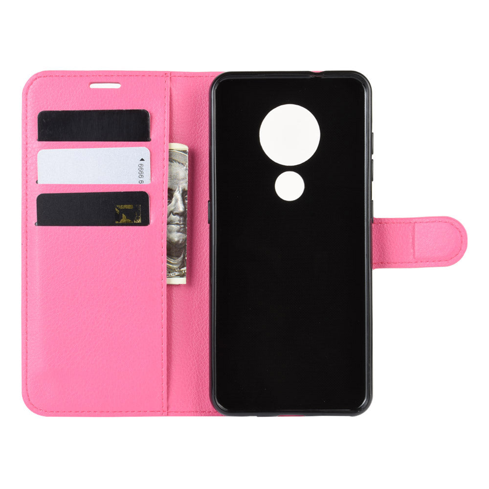 Litchi Skin Leather Wallet Stand Case for Nokia 6.2