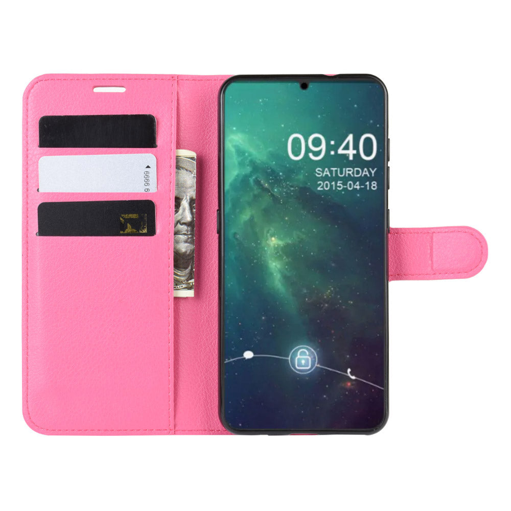 Litchi Skin Leather Wallet Stand Case for Nokia 6.2