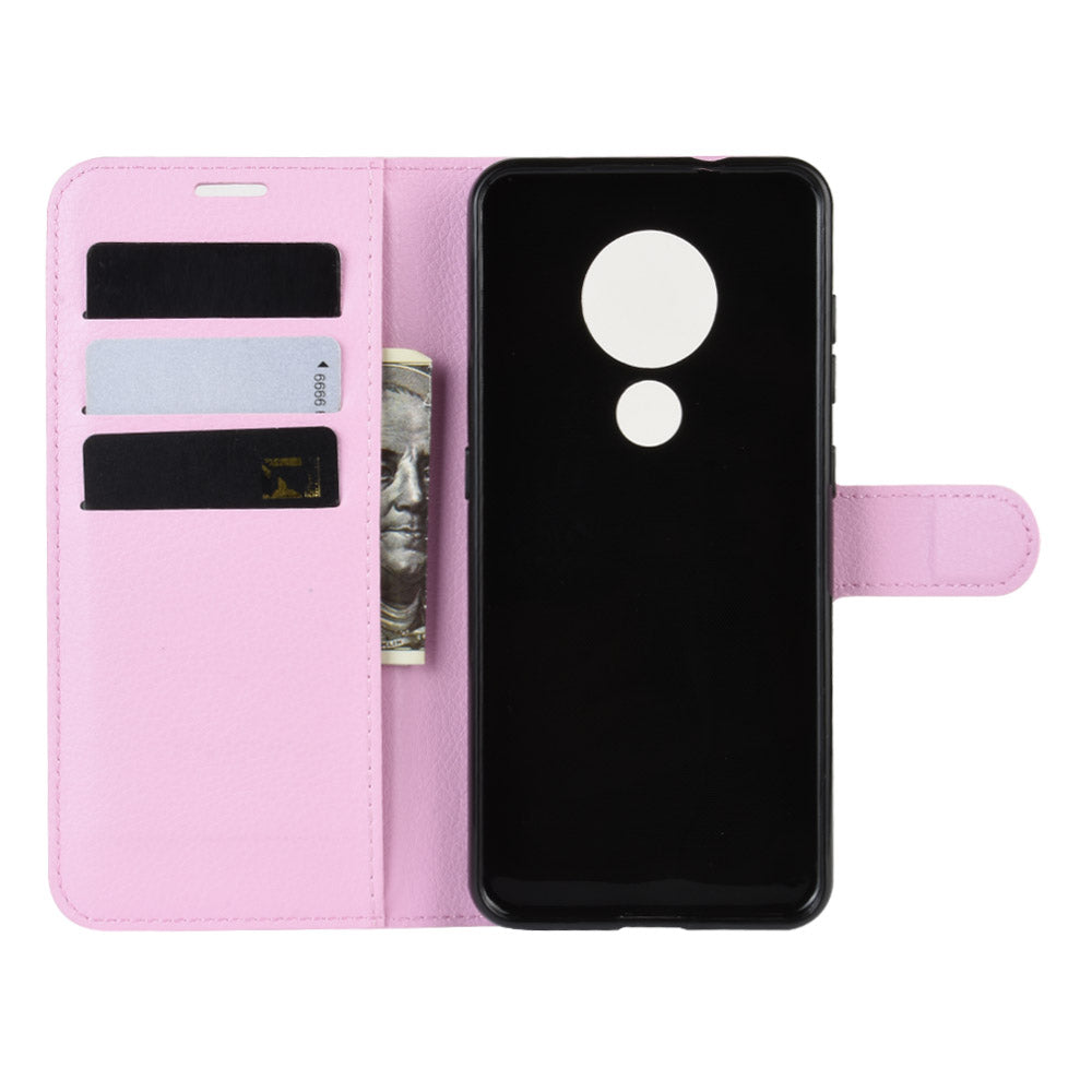 Litchi Skin Leather Wallet Stand Case for Nokia 6.2