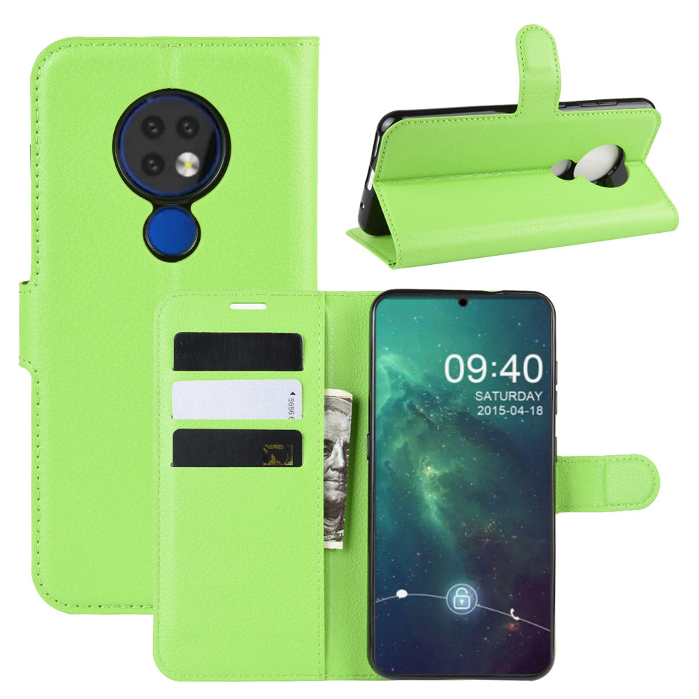 Litchi Skin Leather Wallet Stand Case for Nokia 6.2