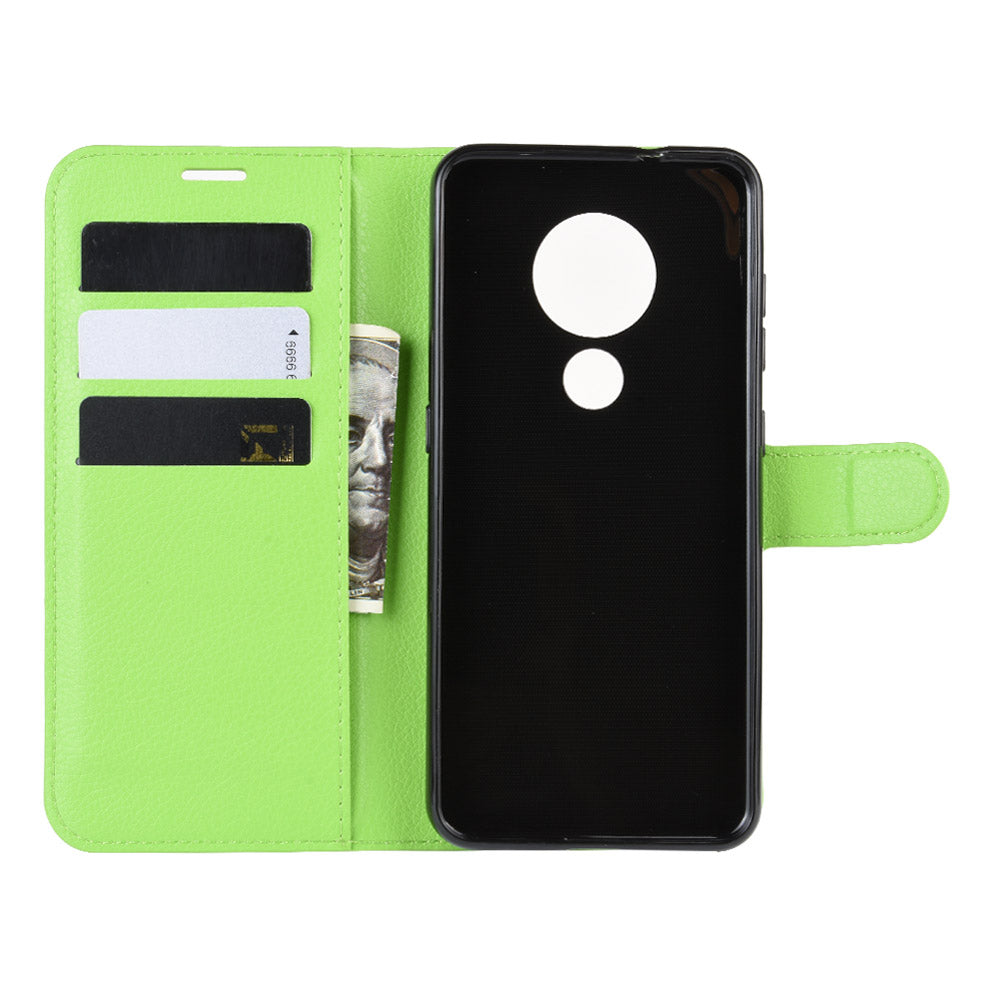 Litchi Skin Leather Wallet Stand Case for Nokia 6.2