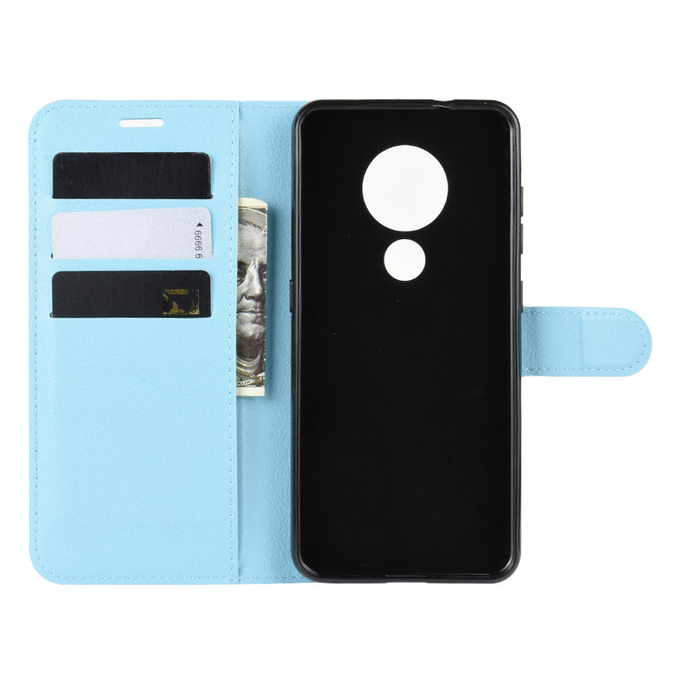 Litchi Skin Leather Wallet Stand Case for Nokia 6.2