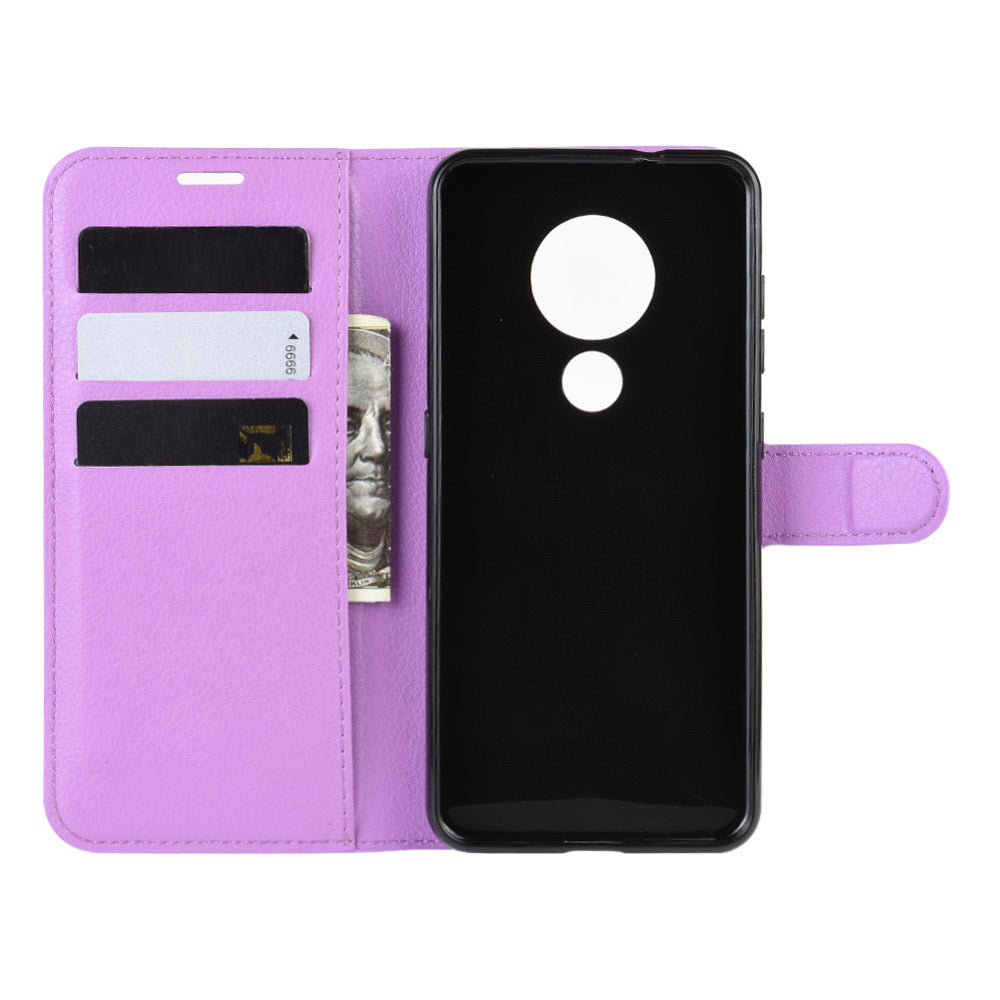 Litchi Skin Leather Wallet Stand Case for Nokia 6.2