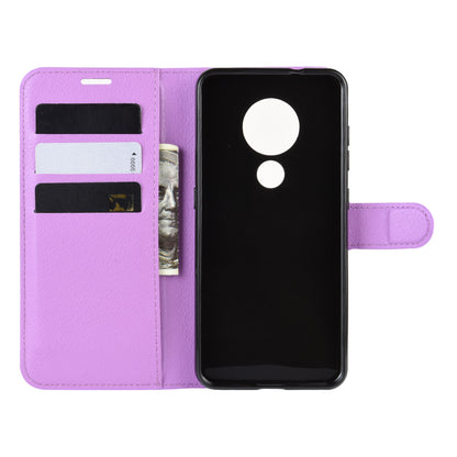 Litchi Skin Leather Wallet Stand Case for Nokia 6.2