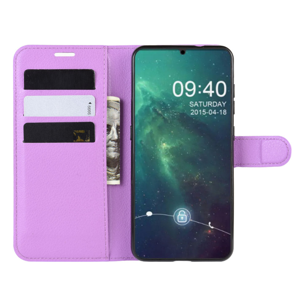 Litchi Skin Leather Wallet Stand Case for Nokia 6.2