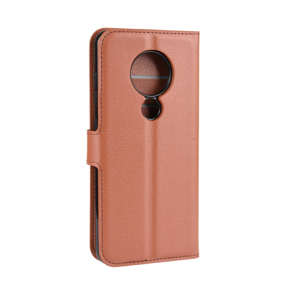 Litchi Skin Leather Wallet Stand Case for Nokia 6.2