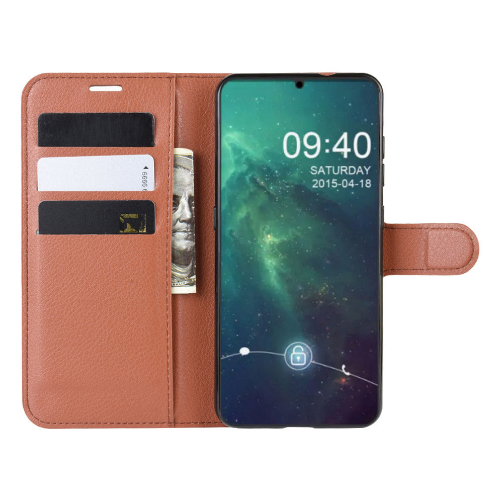 Litchi Skin Leather Wallet Stand Case for Nokia 6.2