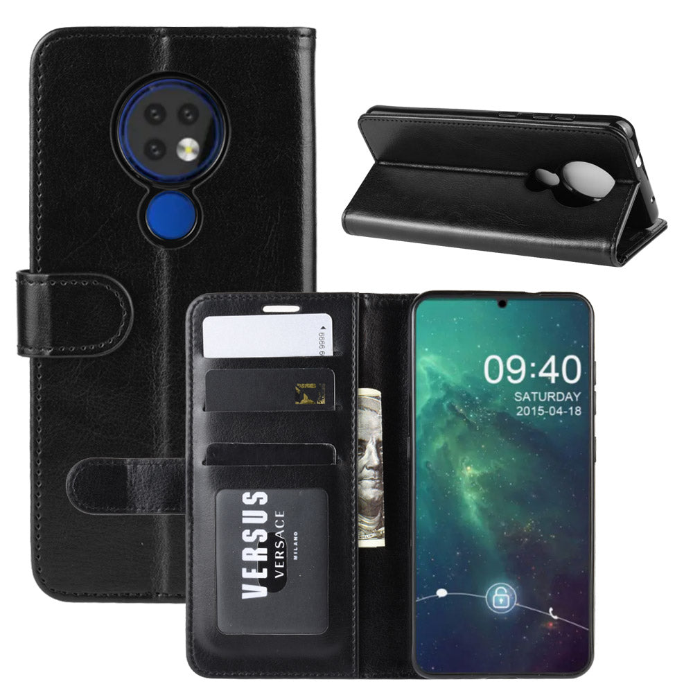 Crazy Horse Skin Wallet Leather Casing for Nokia 6.2