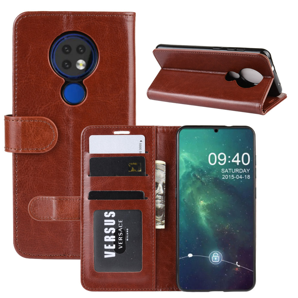 Crazy Horse Skin Wallet Leather Casing for Nokia 6.2