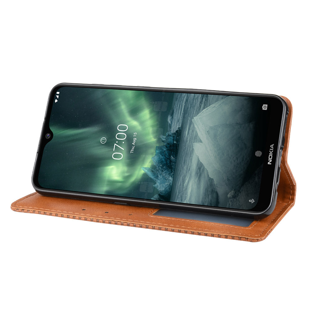 Auto-absorbed Retro Style Wallet Stand Flip Leather Case for Nokia 6.2 / 7.2