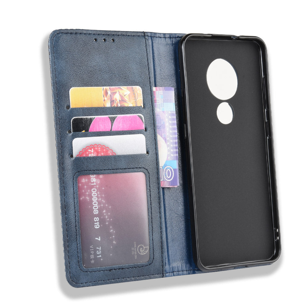 Auto-absorbed Retro Style Wallet Stand Flip Leather Case for Nokia 6.2 / 7.2