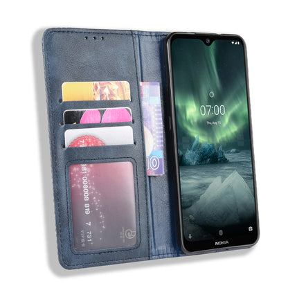 Auto-absorbed Retro Style Wallet Stand Flip Leather Case for Nokia 6.2 / 7.2