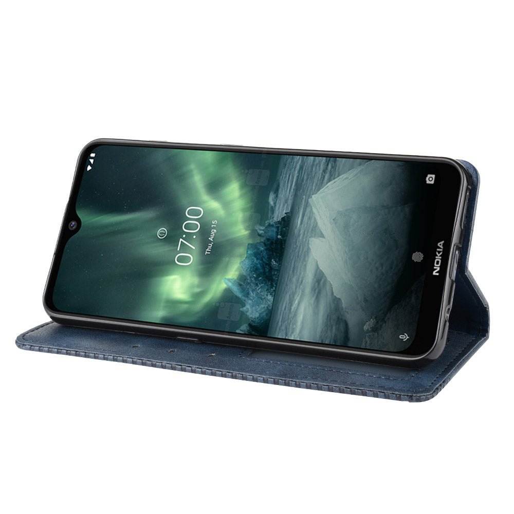 Auto-absorbed Retro Style Wallet Stand Flip Leather Case for Nokia 6.2 / 7.2