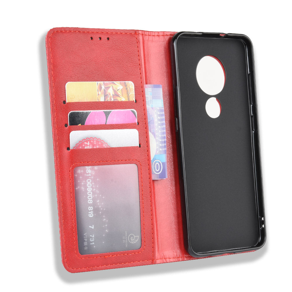 Auto-absorbed Retro Style Wallet Stand Flip Leather Case for Nokia 6.2 / 7.2
