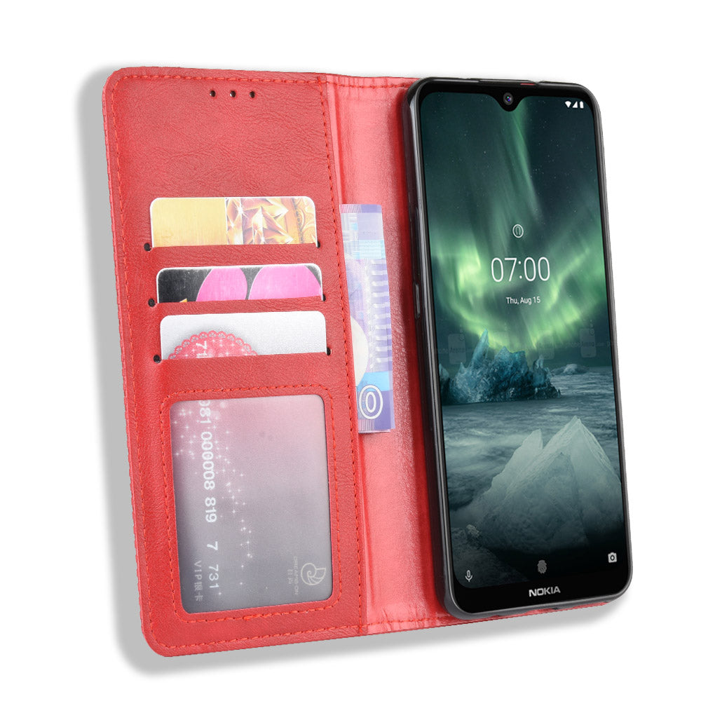 Auto-absorbed Retro Style Wallet Stand Flip Leather Case for Nokia 6.2 / 7.2
