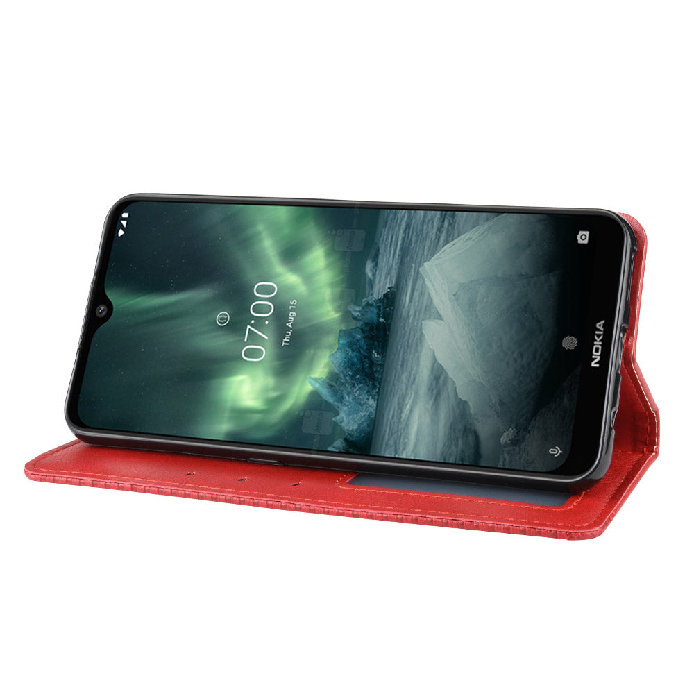 Auto-absorbed Retro Style Wallet Stand Flip Leather Case for Nokia 6.2 / 7.2