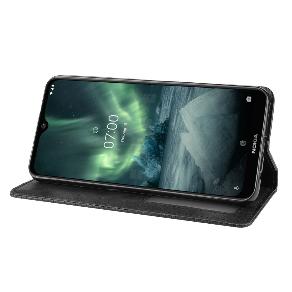 Auto-absorbed Retro Style Wallet Stand Flip Leather Case for Nokia 6.2 / 7.2