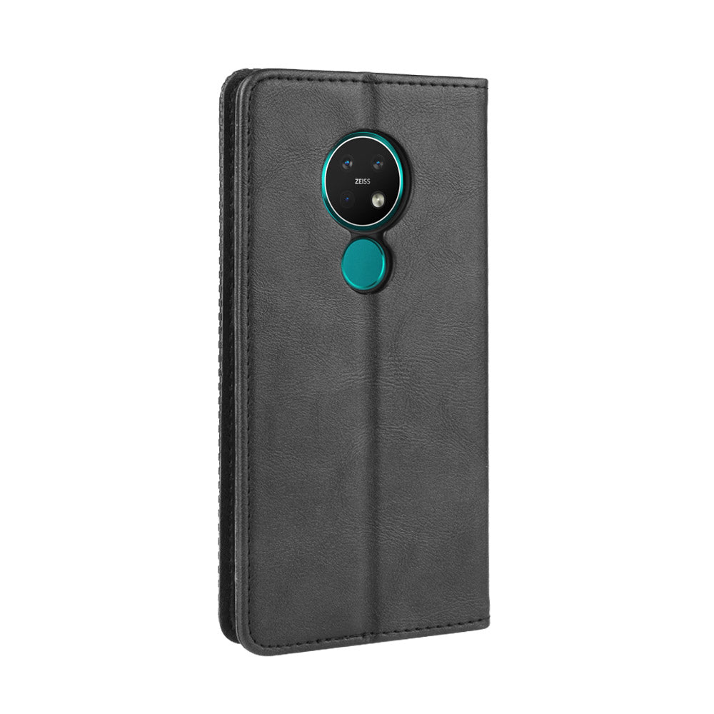 Auto-absorbed Retro Style Wallet Stand Flip Leather Case for Nokia 6.2 / 7.2