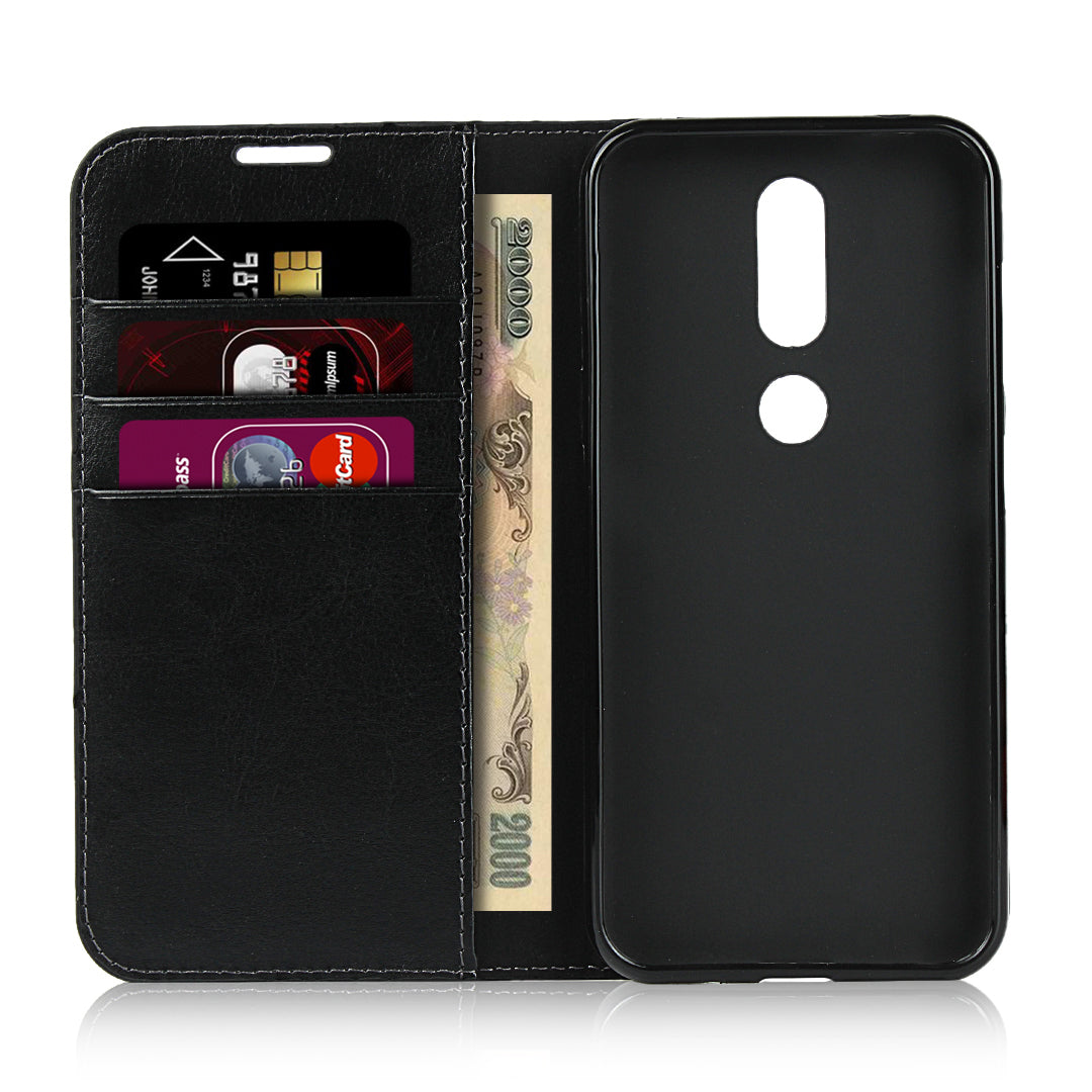 Crazy Horse Skin Wallet Stand Genuine Leather Case Shell for Nokia 4.2 (2019)