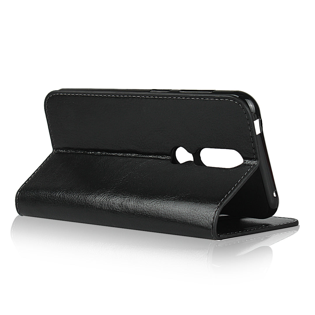 Crazy Horse Skin Wallet Stand Genuine Leather Case Shell for Nokia 4.2 (2019)