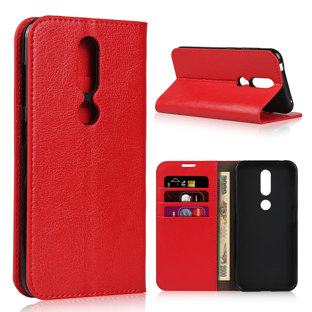 Crazy Horse Skin Wallet Stand Genuine Leather Case Shell for Nokia 4.2 (2019)