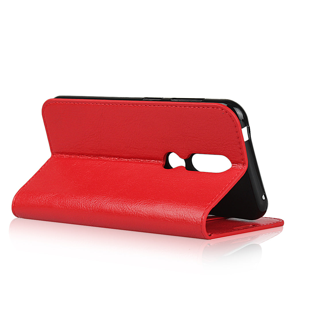 Crazy Horse Skin Wallet Stand Genuine Leather Case Shell for Nokia 4.2 (2019)
