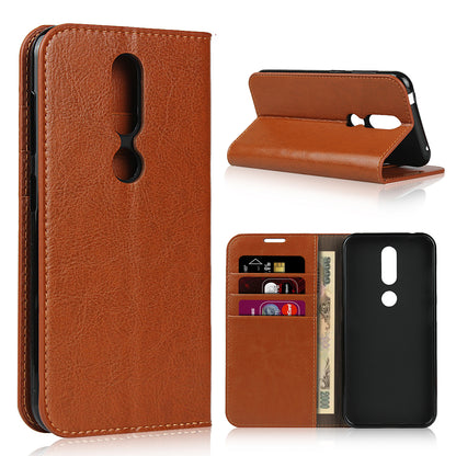 Crazy Horse Skin Wallet Stand Genuine Leather Case Shell for Nokia 4.2 (2019)