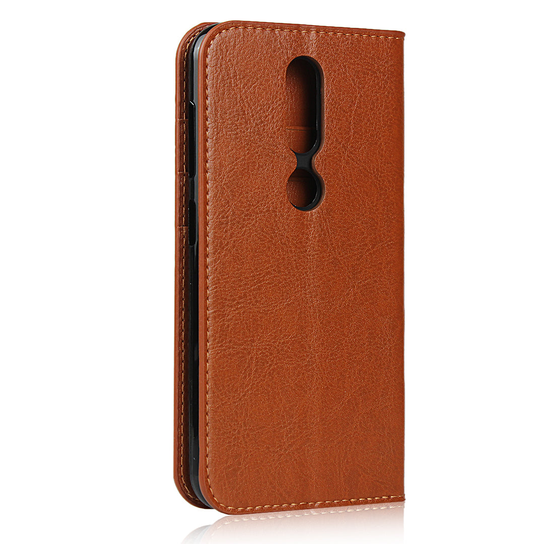 Crazy Horse Skin Wallet Stand Genuine Leather Case Shell for Nokia 4.2 (2019)
