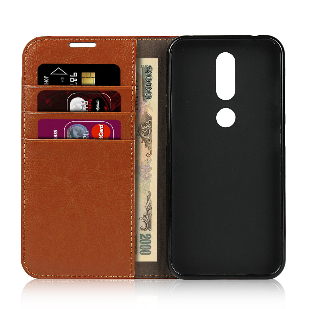 Crazy Horse Skin Wallet Stand Genuine Leather Case Shell for Nokia 4.2 (2019)