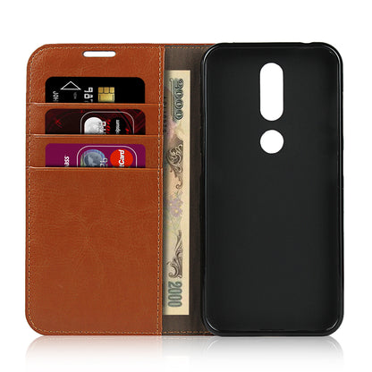 Crazy Horse Skin Wallet Stand Genuine Leather Case Shell for Nokia 4.2 (2019)