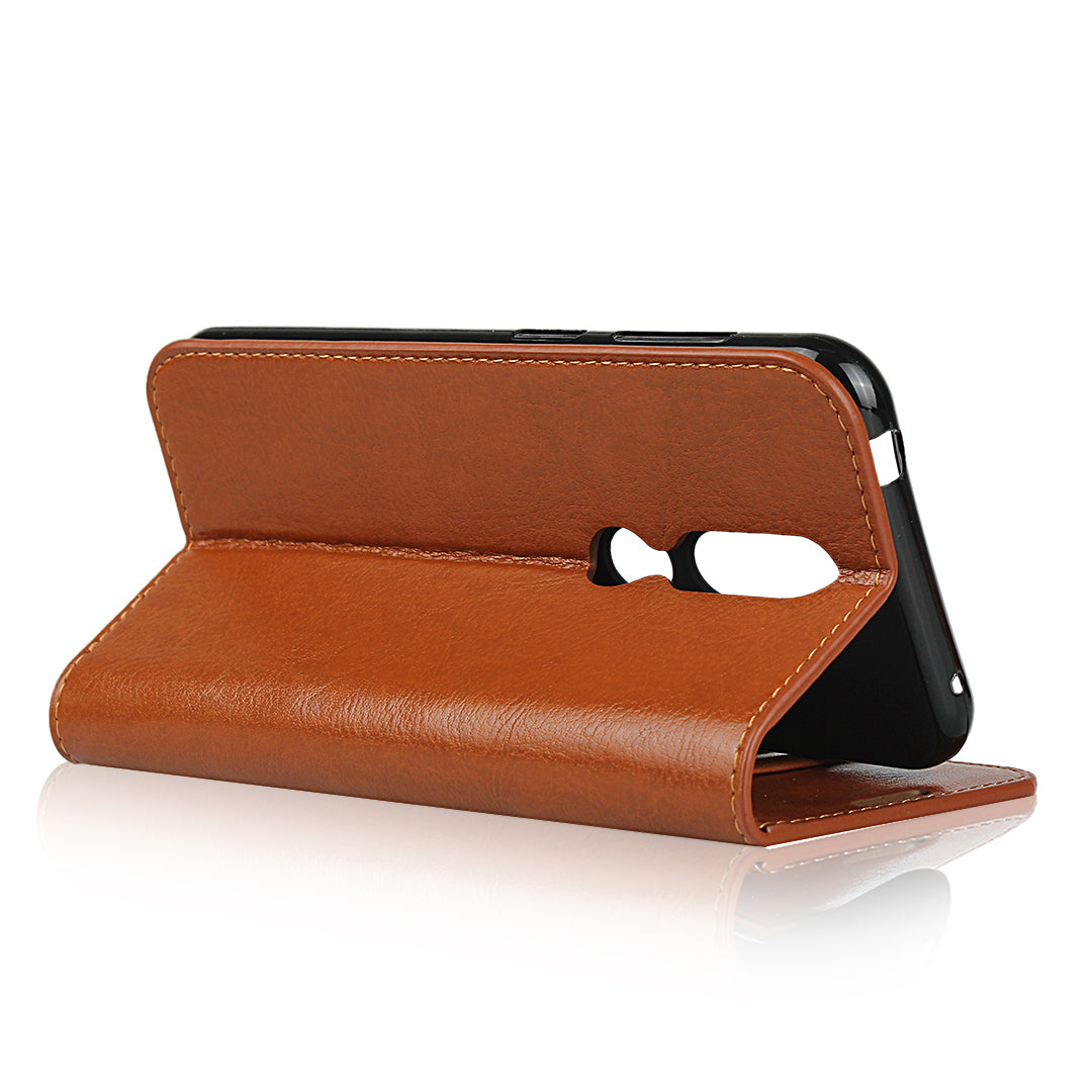 Crazy Horse Skin Wallet Stand Genuine Leather Case Shell for Nokia 4.2 (2019)