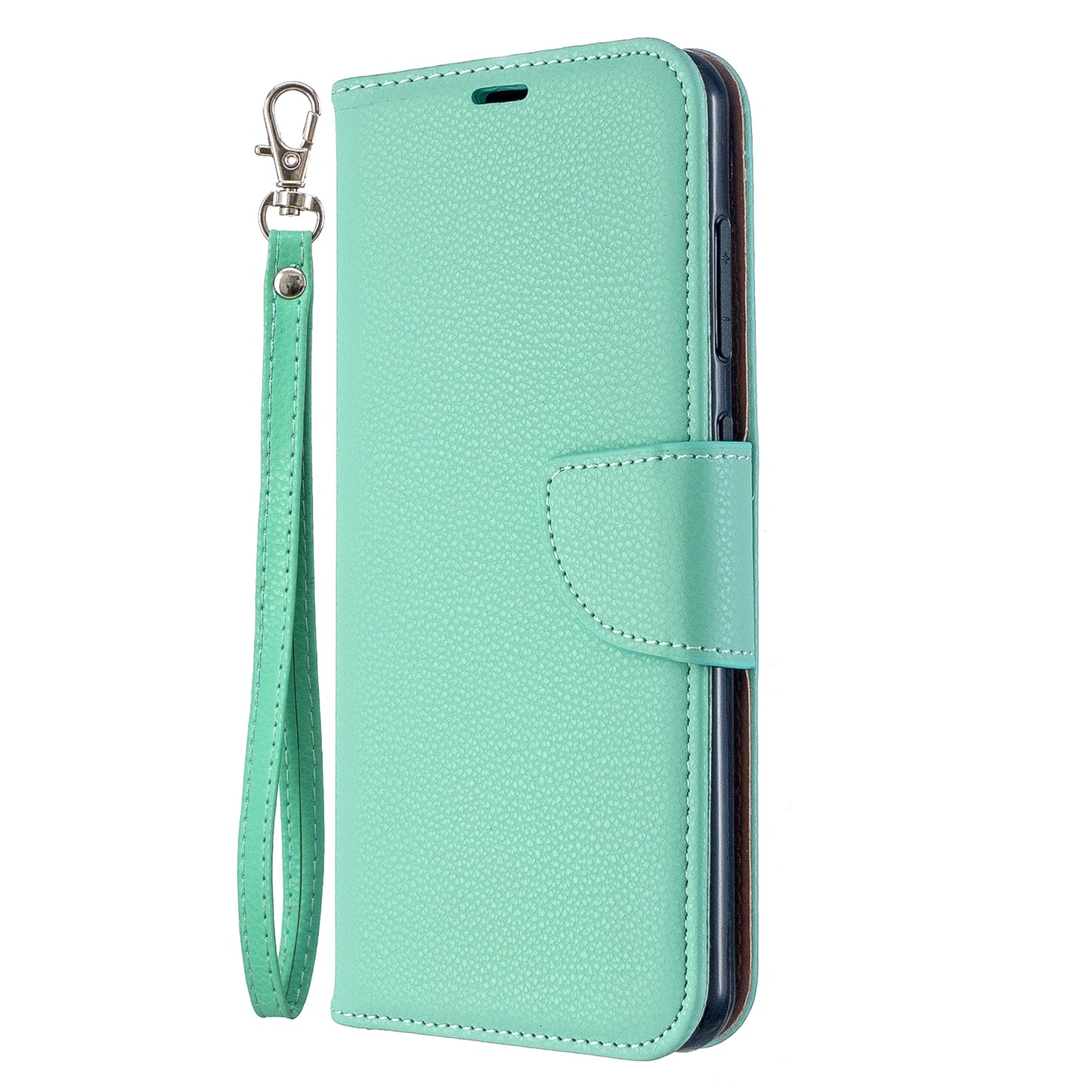 Litchi Texture Leather Wallet Stand Phone Cover with Strap for Nokia 7.2 / Nokia 6.2
